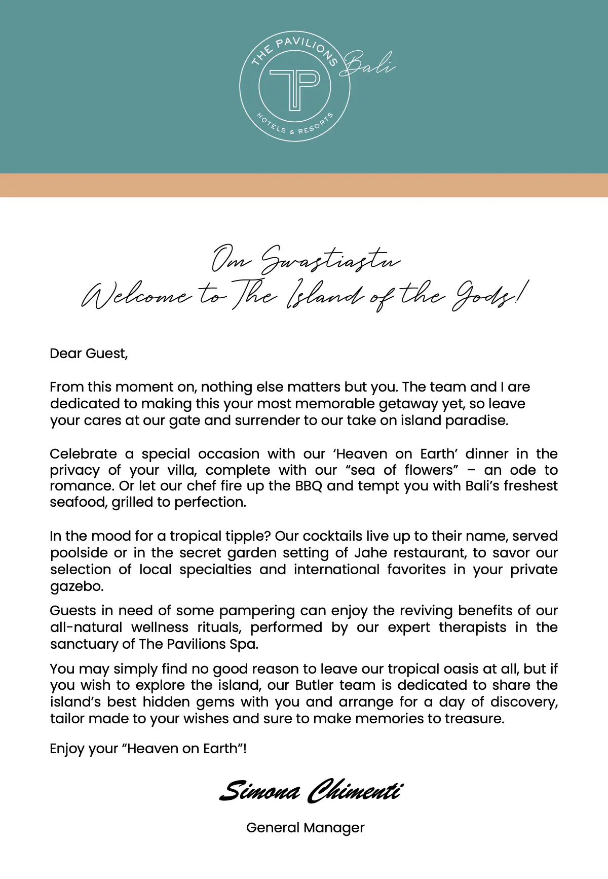 Welcome Letter